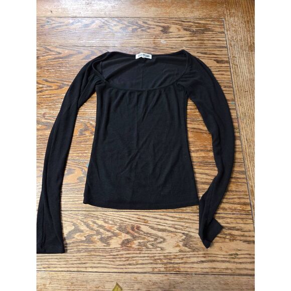 Joah Brown Square Neck Long Sleeve in black sz XS/S - Picture 2 of 4